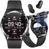 VOVOAEWACH Smart Watch con auricolari, 1,32 pollici rotondo orologio fitness X7, orologio Bluetooth 2 in 1 con passi, calorie, monitoraggio del sonno, cardiofrequenzimetro della pressione sanguigna