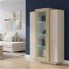 Dmora Vetrina Amilcare 80x38x120.5h cm Beige 7 Ripiani 10 Vani, Mobile Espositore 3 Ante