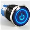 ESUPPORT E Support™ nero caso 12V 19mm 5A simbolo luce blu LED potere metallo premi il bottone interruttore a levetta