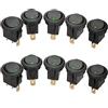 Mintice 10 Pezzi Auto 12V 16A Pulsanti Interrutore a Bilanciere Rotonda Luce Verde LED Acceso Spento Punto Interruttore a Levetta Pulsante