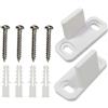 Mikikit 2 Pezzi Guide Pavimento per Porte Scorrevoli Fienile in Acciaio al Carbonio Bianco, Stopper Pesanti per Porte a Rotelle, Fissaggio Sicuro su Binario