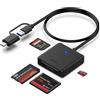 BENFEI Lettore di schede di memoria, BENFEI 4 in 1 USB 3.0 e USB-C a SD Micro SD MS CF Card Reader Adapter, 4 schede contemporaneamente lettura e scrittura, compatibile con iPhone serie 15, MacBook Pro/Air
