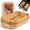 HONYAO Fogli Carta Forno Rettangolare per Friggitrice ad Aria Doppio Cestello, 200 Pezzi 20,5x14 cm Teglia Air Fryer Accessori Compatibile con Ninja Double Stack, Altri Dual Zone Airfryer 7,6-10L