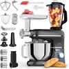 Fentic 6 in 1 Impastatrice Planetaria - 2000W - Con Tritacarne, Frullatore da 1,5L, Tagliaverure, Accessori Extra - Robot da Cucina con Ciotola 6.2L, Frusta, Gancio Impastare, Mescolatore (Nero)