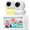 Babysense Baby Monitor HD da 5 Pollici con 2 Telecamere, Video Baby Monitor Senza WiFi, Luce Notturna, Ninne Nanne, Portata 300 m, Audio Bidirezionale