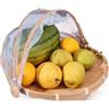 Szetosy, Cestino in bambù intrecciato a mano con copertura in rete, per coprire e servire il cibo, a prova di insetti, antipolvere, per pane, frutta e verdura, Bambù, Stile 5, Dia.30cm