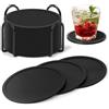 Gotanc Sottobicchieri Silicone 12 Pezzi Rotondi Sottobicchieri Antiscivolo e Isolati, Nero Sottobicchiere Protezione per Birra Bottiglie, Tazze da Tè, Tazza da Caffè