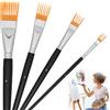 TNTGMG Set di 4 pennelli Grainer, pennelli piatti professionali per pittura acrilica, pennelli con texture unica e manico in legno, pennelli sintetici Filbert per artisti, per acrilico, acquerello e olio