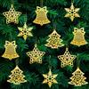 Kiiwah 40 Pezzi Decorazioni Albero Di Natale Metallo Oro, Ciondoli Natalizi Ornamenti con Corda Vintage Pendenti Albero