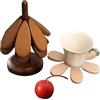 Generico Set sottopentola in legno per piatti caldi, pentole calde e padelle, sottobicchieri a forma di albero naturale, set sottopentola con tovagliette organizer per la cena, poggiapentola resistente calore
