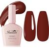 Imtiti Smalto per unghie marrone, 1 pezzo di smalto gel marrone rosso, smalto gel UV LED, lunga durata, nail art manicure fai da te a casa per l'autunno e l'inverno (10 ML)