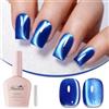 Imtiti Smalto gel occhi di gatto blu, smalto olografo cristallo diamante Moonlight UV magnetico Soak Off Gel con bastoncino magnetico (10ML-948)