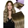 Fshine Geniale Tessiture Capelli Veri 40cm 50g Extension Cucitura Capelli Veri Castano Scuro A Castano Cenere Con Evidenziazione Del Biondo Medio Extension Tessitura Capelli Umani Lisci 3/8/22