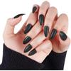 BUTBU Unghie Finte, 24 Pezzi unghie a Pressione, Copertura Completa Press on Nails, Con Adesive Gel Stickers, Riutilizzabili per Ragazze Donna Natalizie Halloween DIY- Mandorla- Nero
