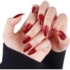 BUTBU Unghie Finte, 24 Pezzi unghie a Pressione, Copertura Completa Press on Nails, Con Adesive Gel Stickers, Riutilizzabili per Ragazze Donna Natalizie Halloween DIY- Mandorla- Rosso