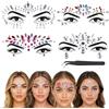 GHPKOTW GHPKTOW 4 PCs Brillantini Adesivi di Gemme per Viso con Pinzetta, Strass Viso Gemme Adesivi, Gemme per Festival Musicale Disco Bar, Esibizione di Carnevale DJ Celebrazione Festa Trucco