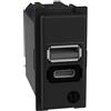 BTICINO presa caricatore USB A+C da incasso 3A 15W Nero - K4191AC