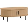 HOMCOM Tavolino ovale con ante scorrevoli e vano nascosto, 100x55x40 cm, Legno Naturale | Aosom Italy