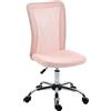 Vinsetto Sedia ufficio ergonomica senza braccioli in rete, Rosa | Aosom Italy