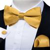 DiBanGu Papillon classico pre-annodato per uomo Accessorio Papillon da uomo dorato Gemelli quadrati da taschino Set Regali per matrimoni e affari con nodi a farfalla