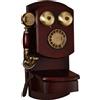 COFORCARE Telefono Fisso Vintage in Legno Stile Retrò, Montabile a Parete, con Campanello Meccanico e Quadrante Rotante, Decorazione Antica per la Casa