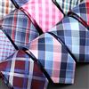 NONE Cravatte scozzesi Casual da 7cm per uomo cravatta blu rossa attillata moda cravatta a strisce in poliestere Business camicia sottile accessori regalo Cravate