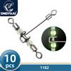 DNDYUJU 10 pz 3 vie Luminoso a forma di T Cross-Line Girevole Rotolante Con Perle Perline Girelle da pesca Ami da pesca Connettore