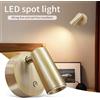 NONE Faretto da parete ricaricabile USB magnetico a luce LED Faretto da lettura wireless senza punzonatura con lampada da comodino dimmerabile con interruttore tattile