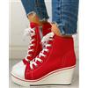 LEJMTQWQ Scarpe da ginnastica con zeppa e plateau stringati con occhielli Scarpe casual con plateau solido