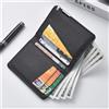 NONE Portafoglio piccolo e sottile in ecopelle nera stile business - Scomparti multipli per carte, porta carte di credito e patente di guida, geometrico