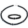 Noter 2 pezzi set di braccialetti di gioielli da uomo onice nero ossidiana lava yoga meditazione collana di guarigione braslet locomotiva accessori da esterno