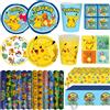 TAKARA TOMY Pokemon Decorazione per feste Pikachu Stoviglie usa e getta Cappelli per feste Tovaglia Tazza Piatto Borsa regalo Baby Shower Bomboniere Pokemon