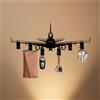 CIFBUY Portachiavi da parete in metallo a forma di aeroplano da 25 cm, nero, organizer per ingresso e ufficio, idea regalo
