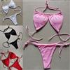 NONE Costume da bagno estivo sexy da donna, set bikini push-up imbottito con perizoma, modello a fascia con allacciatura regolabile, tinta unita