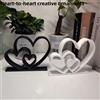 NONE Statua Cuore a Cuore - Ornamento d'amore in bianco e nero, decorazione per scrivania e libreria, regalo di San Valentino, decorazione per la casa