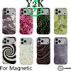 NONE Custodia di lusso Clmj Orchid per iPhone 17 16 15 14 13 12 11 Pro Max Plus Air, cover posteriore magnetica a doppio strato