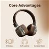 EOENKK Cuffie Retrò in Pelle Over-Ear Wireless Bluetooth 5.3 Pieghevoli con Cancellazione del Rumore Stereo per Musica con Cavo per Telefono e PC