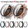 OUIO Vetro+custodia per OnePlus Watch4 SmartWatch, protezione protettiva in vetro temperato e PC rigido per Oppo Watch X3, accessori