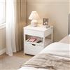 SoBuy FRG258-II-E-W Comodino con funzione ricarica 4-in-1 e ripiano, comò con cassetti per camera da letto soggiorno giovani adulti Bianco 45x38x55,5 cm