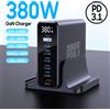 Ueetop Caricatore Digitale GaN 380W PD3.1 140W USB Tipo C 7 Porte Stazione di Ricarica Rapida da Scrivania per iPhone Samsung Xiaomi MacBook Laptop