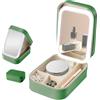 mumisuto Borsa Trucco Con Specchio Led, Beauty Case Da Viaggio Custodia Per Cosmetici, Organizzatore Di Gioielli Da Viaggio Portatile Con 3 Modalità Di Illuminazione, Trousse Trucco Donna (Verde)