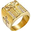 Homxi Anelli Uomo in Acciaio Inossidabile,Croce con Gesù 19MM Zirconia Cubica Anelli Oro Uomo Misura Anello 22(62mm)