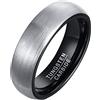 Homxi Anelli Tungsteno Uomo,Spazzolato Rotondo 6MM Anello da Uomo Nero Anelli da Uomo di Taglia 32(72mm)