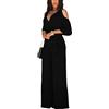 ORANDESIGNE Tuta Lunga Donna Jumpsuit Elegante Abito Cerimonia Maniche Corte Tute Monopezzi e Tutine Lunghe a Gamba Larga con Cintura Pantaloni Lungo Elegante Jumpsuit A Blu M