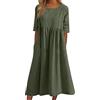 ORANDESIGNE Donna Vestiti Estivi Scollo V Senza Maniche Sciolto Casual Vestito Dress in Lino Vestiti Eleganti Tinta Unita Lungo Vintage Estate Vestito C Giallo XXL