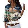 ORANDESIGNE Camicia a Fiori Donna Maniche Lunghe Moda Camicetta Elegante Camicie Button Down Stampa Floreale Top Allentato Blusa Scollo a V Eleganti Bluse Fiore Shirts Tops Fiori A Rosa L