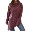 ORANDESIGNE Maglie a Manica Lunga Donna Elegante Dolcevita Invernale Maglione Asimmetrico Maglietta con Bottoni Sportiva Lunga Pullover Autunno T-Shirt Bluse Primavera Felpe A Cachi L