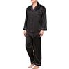 OBiQuzz Pigiama da uomo, in raso, a maniche lunghe, a due colori, a maniche lunghe, con bottoni, comfort, Colore: rosso, XL
