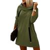 ORANDESIGNE Vestito Felpa Donna con Cappuccio e Zip Invernale Abito Maglione Corto Pullover Elegante Maglietta Maniche Lunghe Curvy Vestitino Moda Casual Crewneck Sweatshirt Rosso L