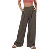 ORANDESIGNE Pantaloni Donna Zampa Larga Curvy Eleganti Vita Alta A Palazzo Pantalone Dritto Lunghezza Pantaloni Tailleur Ufficio Business Casual Moda Pants Marrone XXL